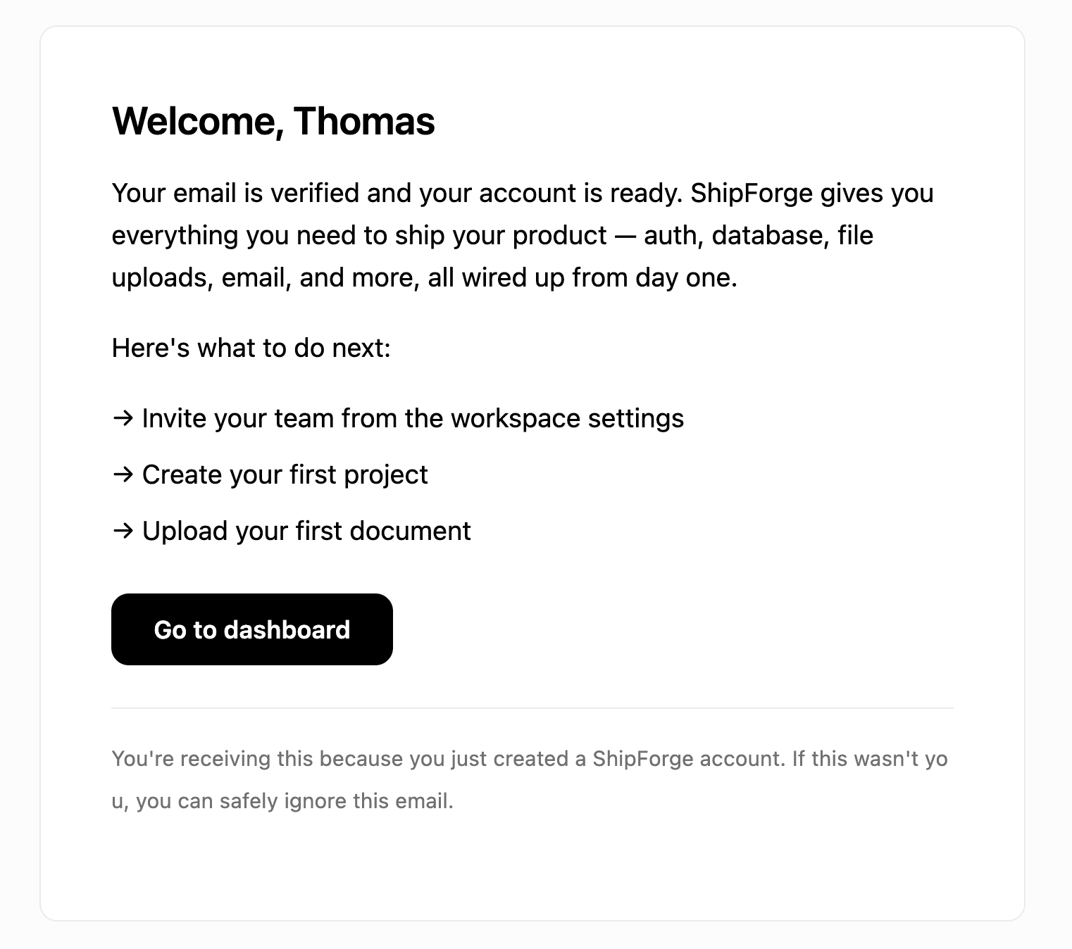 Welcome email template